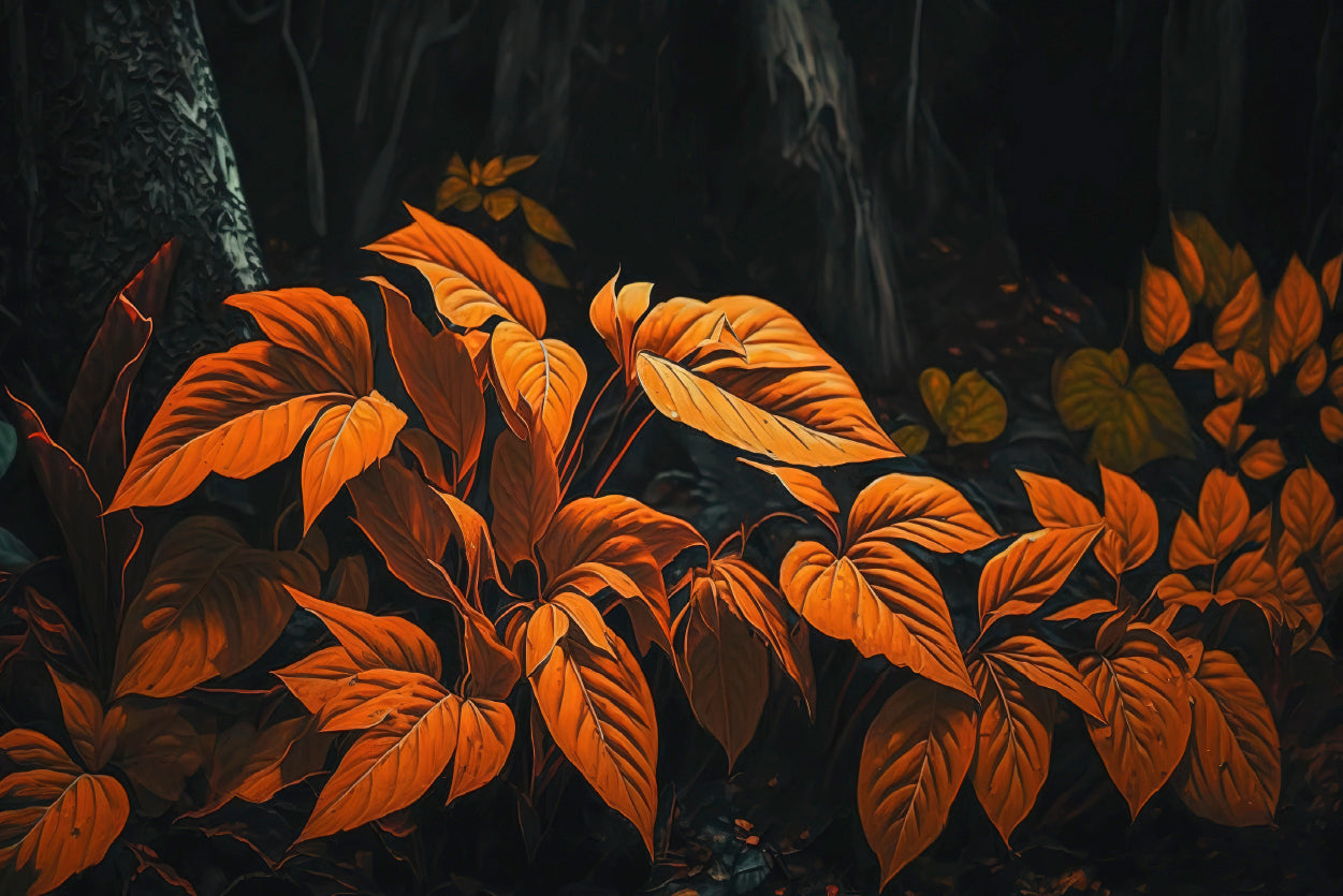 Orange Leaves Of Woodland Plants Print 100% Australian Made - Bella Home Decor