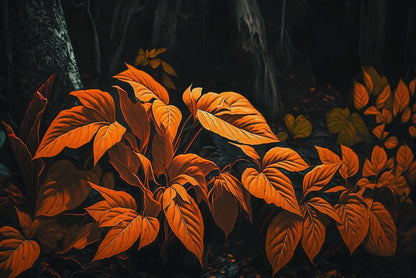 Orange Leaves Of Woodland Plants Print 100% Australian Made - Bella Home Decor