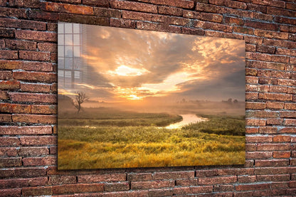 River & Meadow Sunset UV Direct Aluminum Print Australian Made Quality