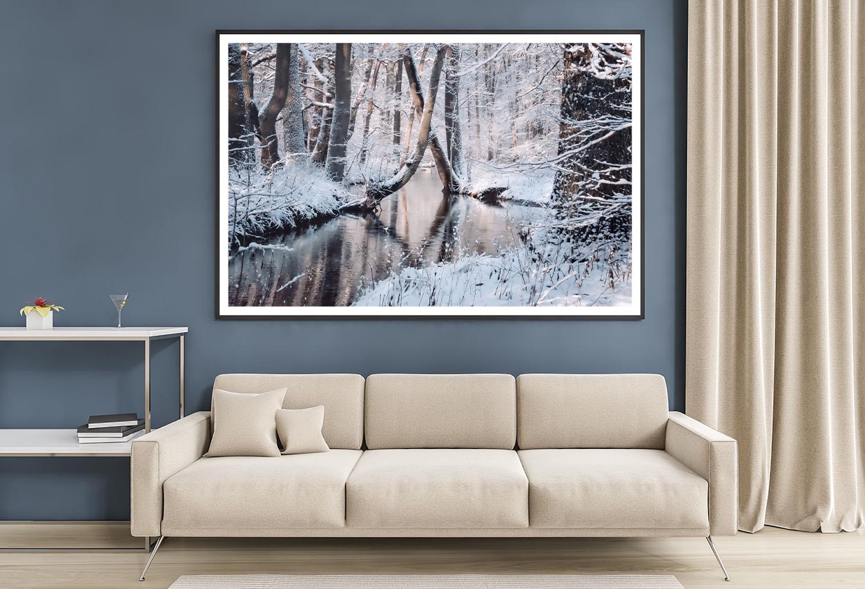 Beautiful Winter Landscape with The River Home Decor Premium Quality Poster Print Choose Your Sizes