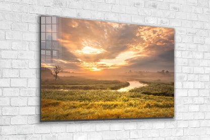 River & Meadow Sunset UV Direct Aluminum Print Australian Made Quality