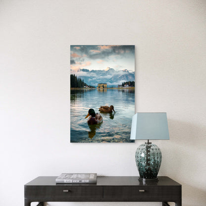 Mallard Ducks Alpine Lake 60x90cm Metal Print Ready to Hang - Bella Home Decor