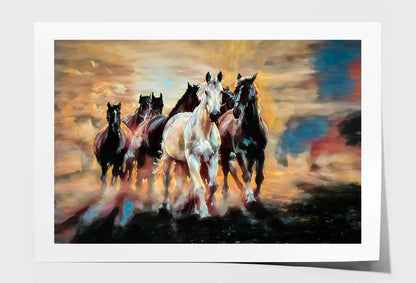 Herd Of Arabian Horses Oil Painting Wall Art Limited Edition High Quality Print Unframed Roll Canvas None