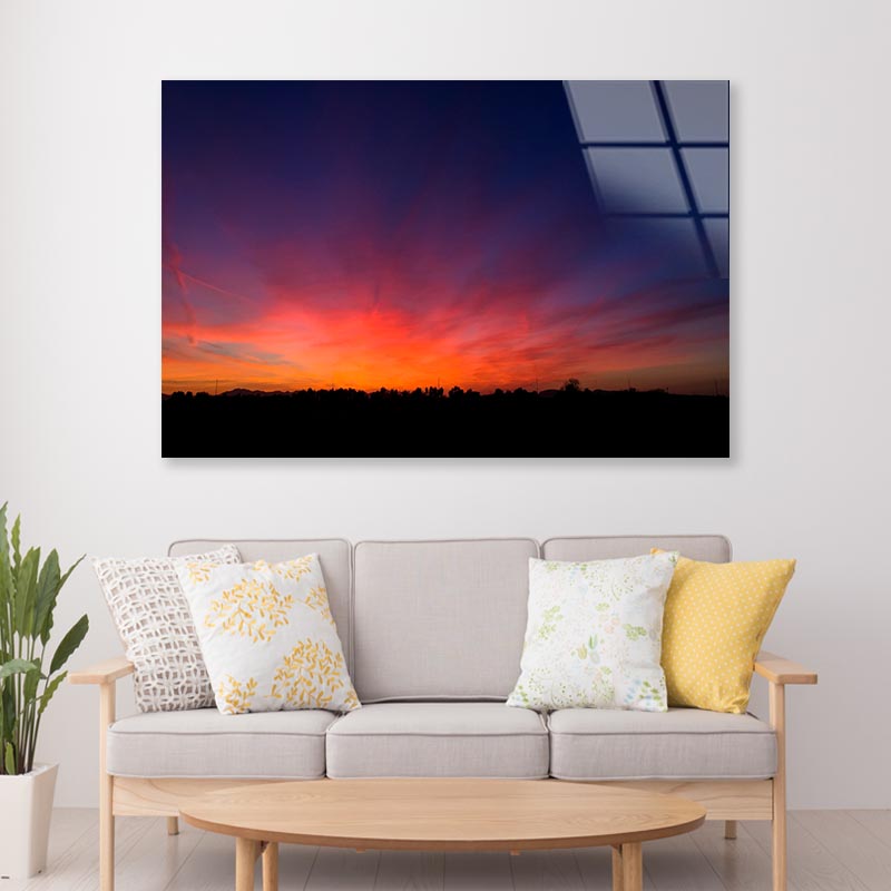 Beautiful Landscape of Dusk in The Countryside Acrylic Glass Print Tempered Glass Wall Art 100% Made in Australia Ready to Hang - Bella Home Decor