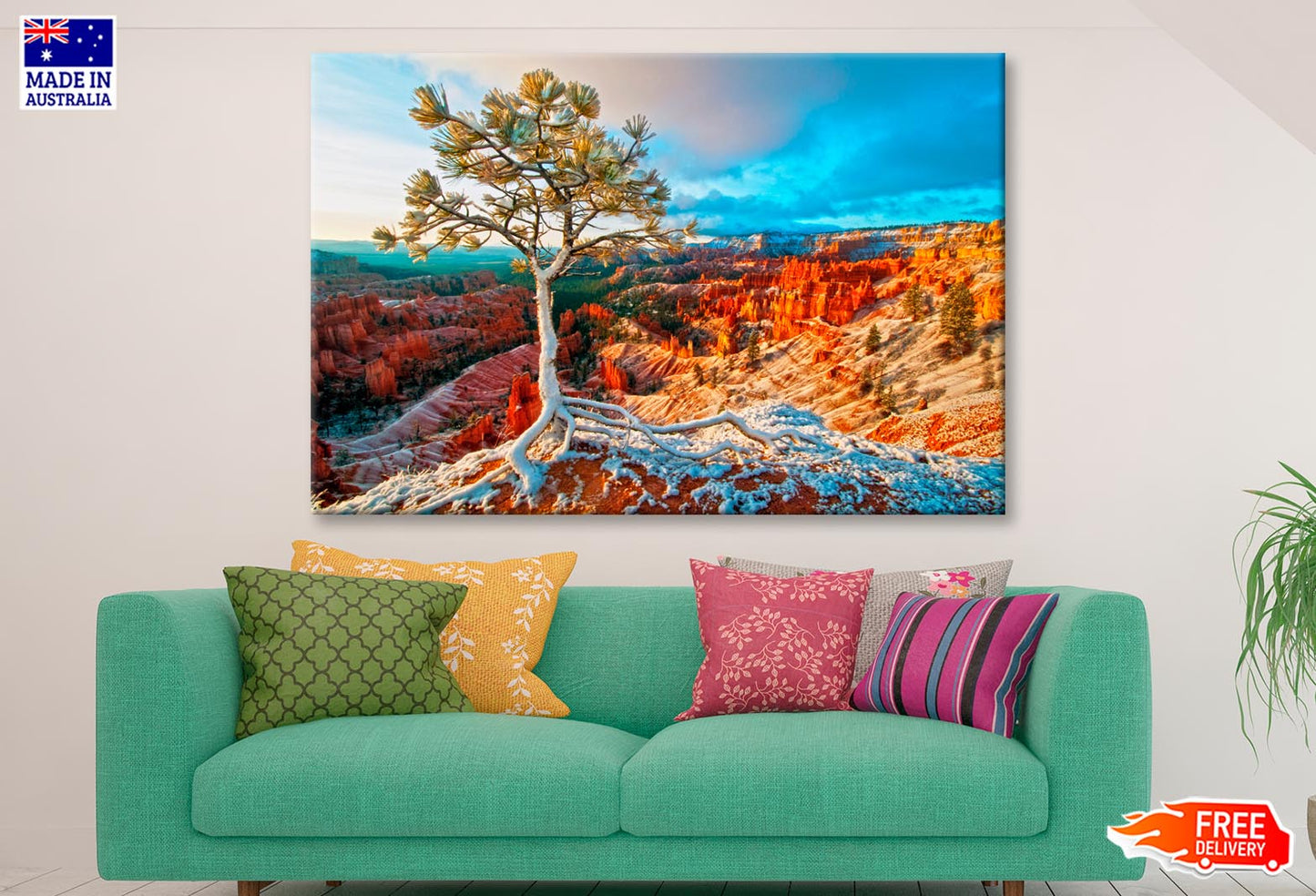 Snow Storm in Bryce & Blue Sky View Wall Art Decor 100% Australian Made