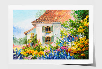 House In The Flower Garden Oil Painting Wall Art Limited Edition High Quality Print Unframed Roll Canvas None