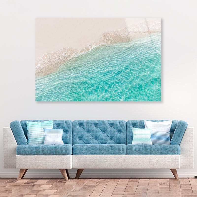 White Sand Beach with Wave  Acrylic Glass Print Tempered Glass Wall Art 100% Made in Australia Ready to Hang