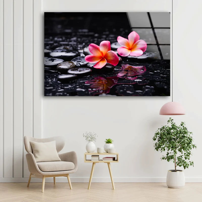 Zen Stones & Flowers UV Direct Aluminum Print Australian Made Quality