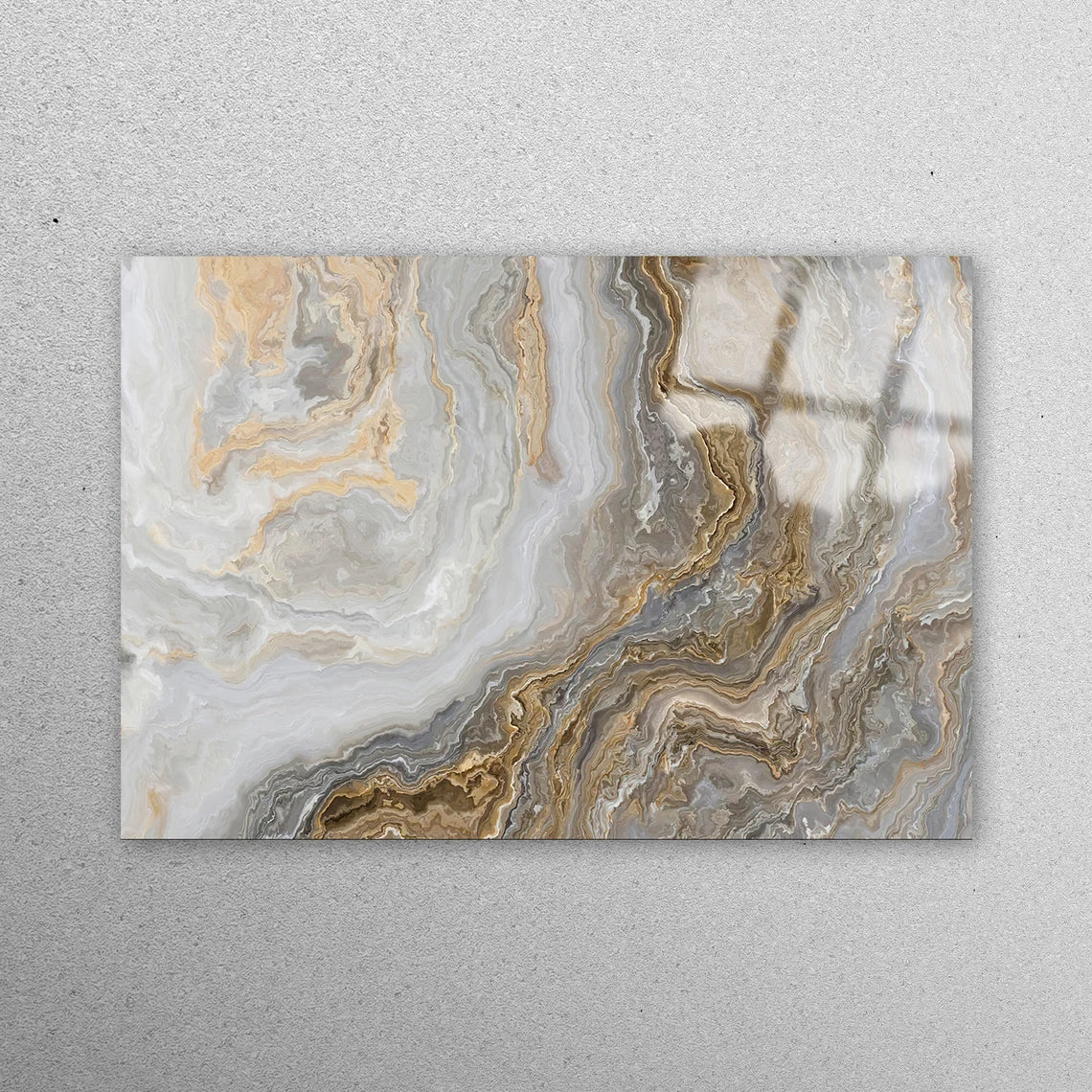 Beige & Brown Marble Acrylic Glass Print Tempered Glass Wall Art 100% Made in Australia Ready to Hang