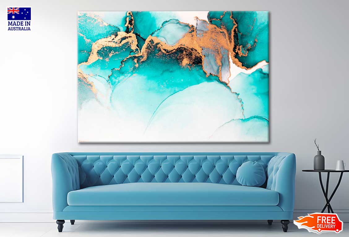 Ocean Blue Abstract Background Art Painting Print 100% Australian Made