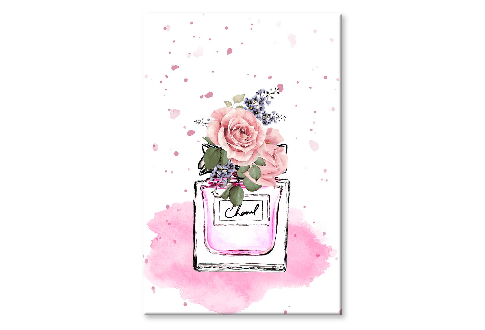 Pink Colored Flower Perfume Wall Art Limited Edition High Quality Print Stretched Canvas None