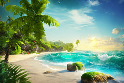 Tropical Island with Palm Trees View Home Decor Premium Quality Poster Print Choose Your Sizes - Bella Home Decor