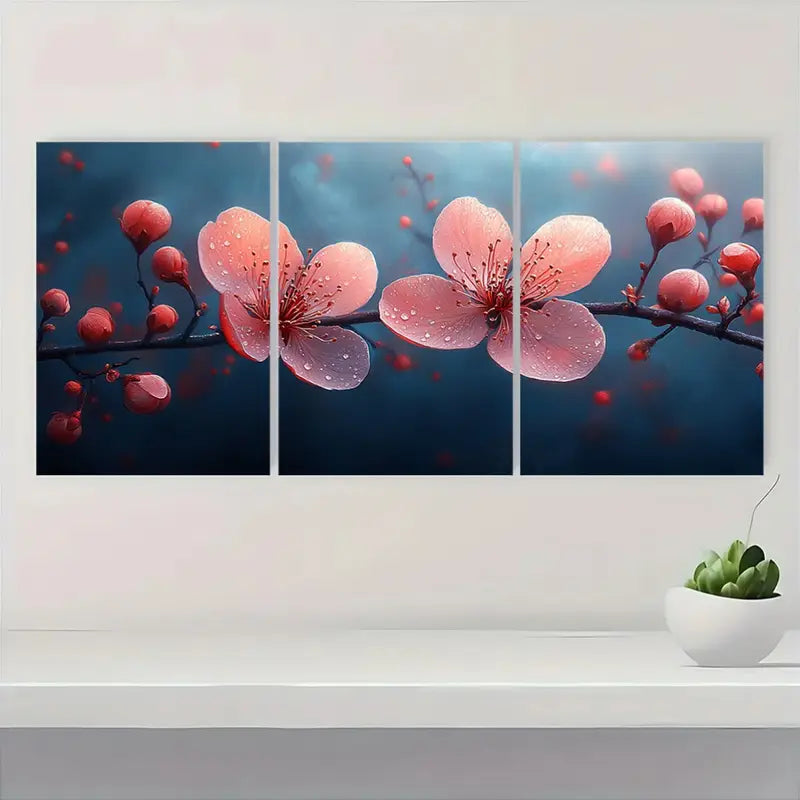 3pcs Blooming Wild Stamen Metal Print Ready to Hang Art - Bella Home Decor