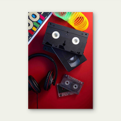 Vintage Media And Retro Toys 60x90cm Metal Print Ready to Hang - Bella Home Decor