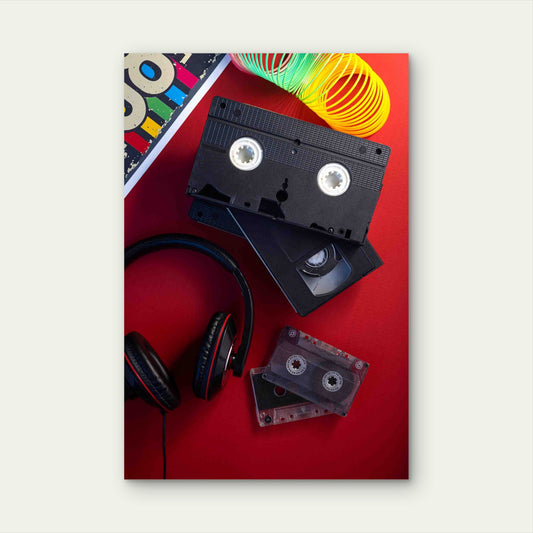 Vintage Media And Retro Toys 60x90cm Metal Print Ready to Hang