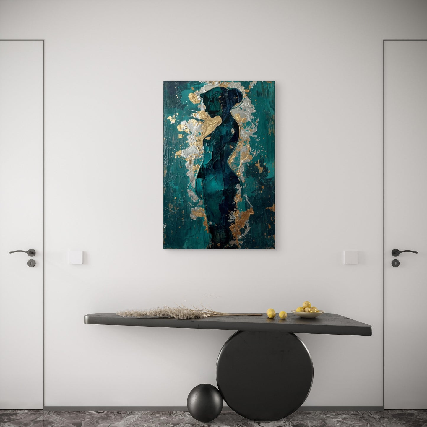 Modern Art Abstract Textured Gilded Woman Body 40x60cm Metal Print Ready to Hang