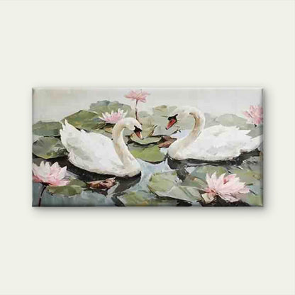 Lotus Swan Vintage-Style Wall Art Canvas Office Home Room Framed 120x60cm