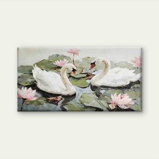 Lotus Swan Vintage-Style Wall Art Canvas Office Home Room Framed 120x60cm
