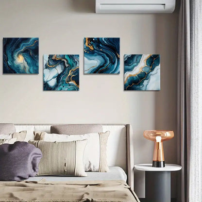 4pcs Wave Design  Wall Art Canvas Framed