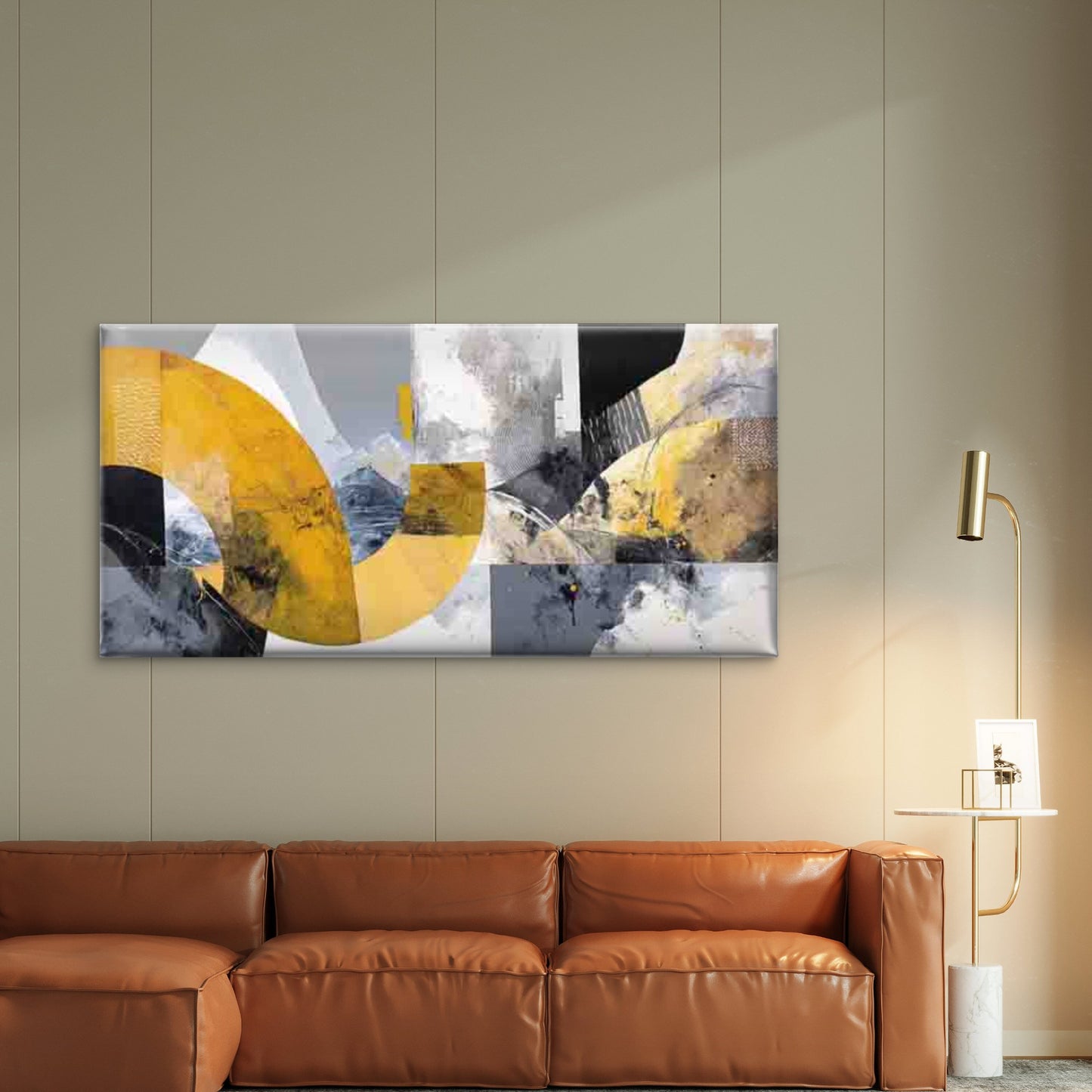 Vintage Shape Featuring Bold Wall Art Canvas Office Home Room Framed 120x60cm