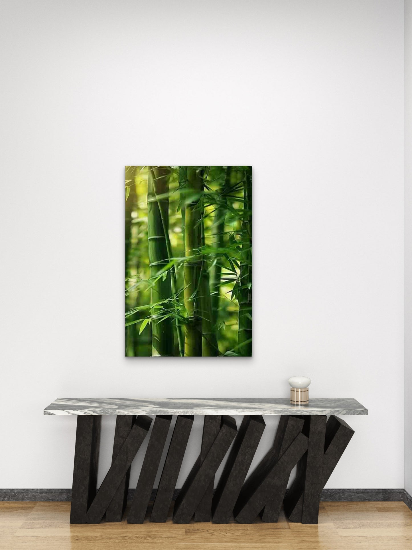 Sunlit Bamboo Forest 60x90cm Metal Print Ready to Hang