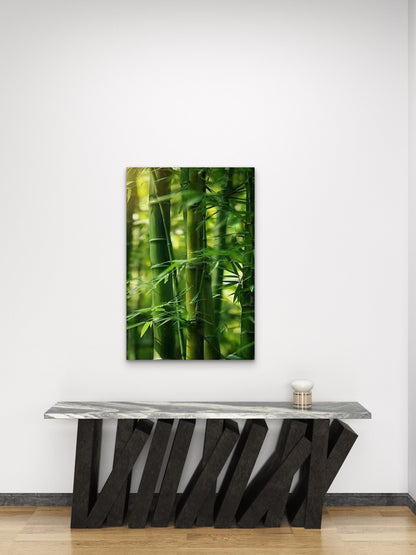 Sunlit Bamboo Forest 60x90cm Metal Print Ready to Hang