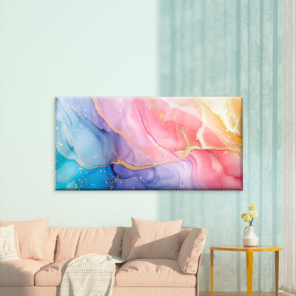 Golden River Through Pastel Wall Art Canvas Office Home Room Framed 120x60cm - Bella Home Decor