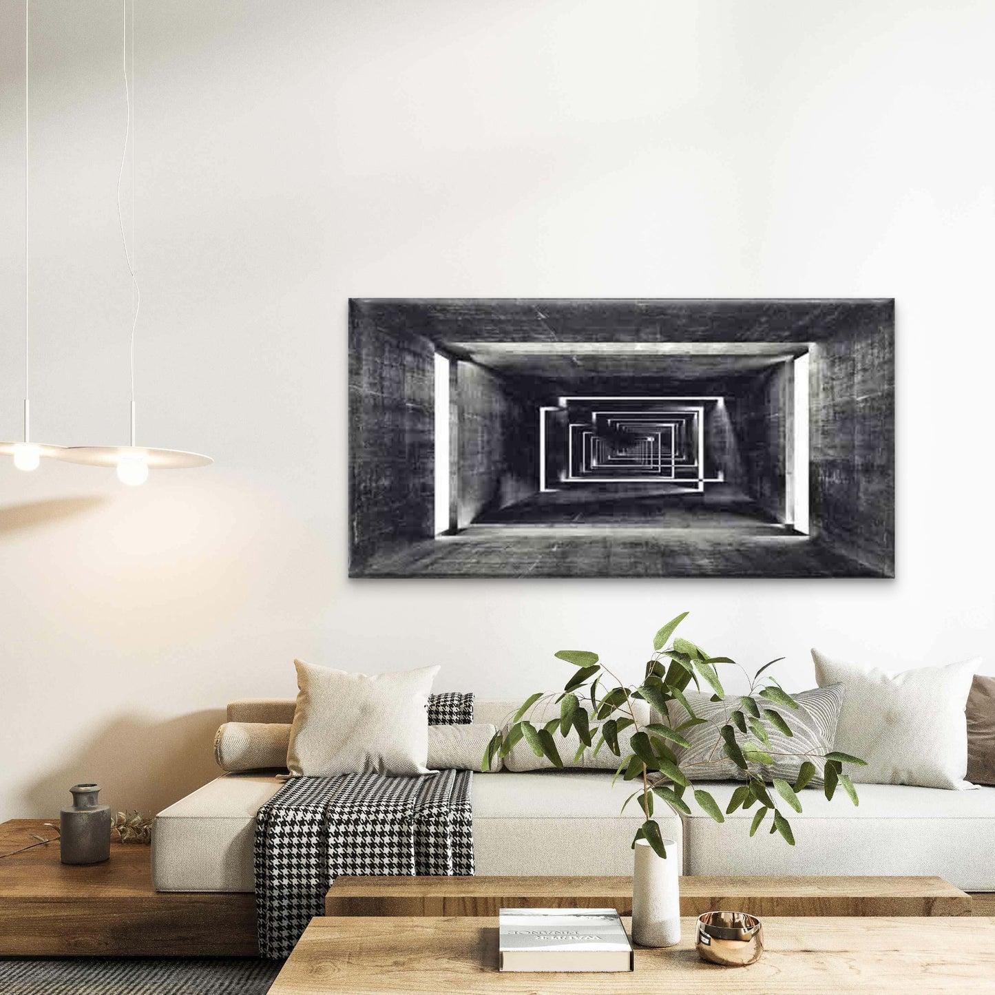 Depicting a Concrete Tunnel Wall Art Canvas Office Home Room Framed 120x60cm - Bella Home Decor