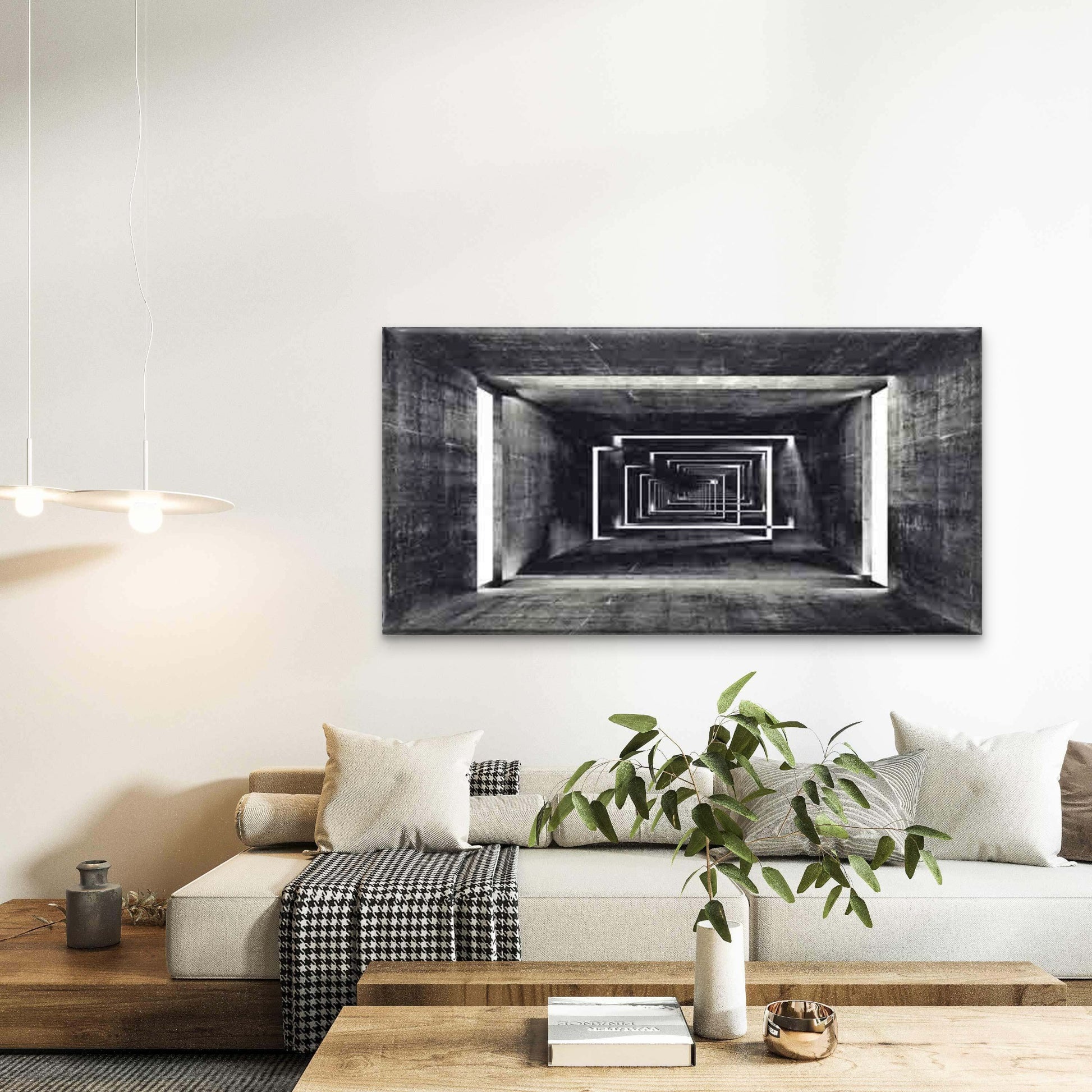 Depicting a Concrete Tunnel Wall Art Canvas Office Home Room Framed 120x60cm - Bella Home Decor