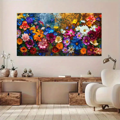 Colorful Flowers Textured Art wall canvas office home room framed 120x60cm - Bella Home Decor