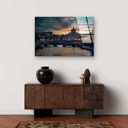 Vatican St Peters Dome Sunset Acrylic  Glass Printing Wall Art Australian Made Quality