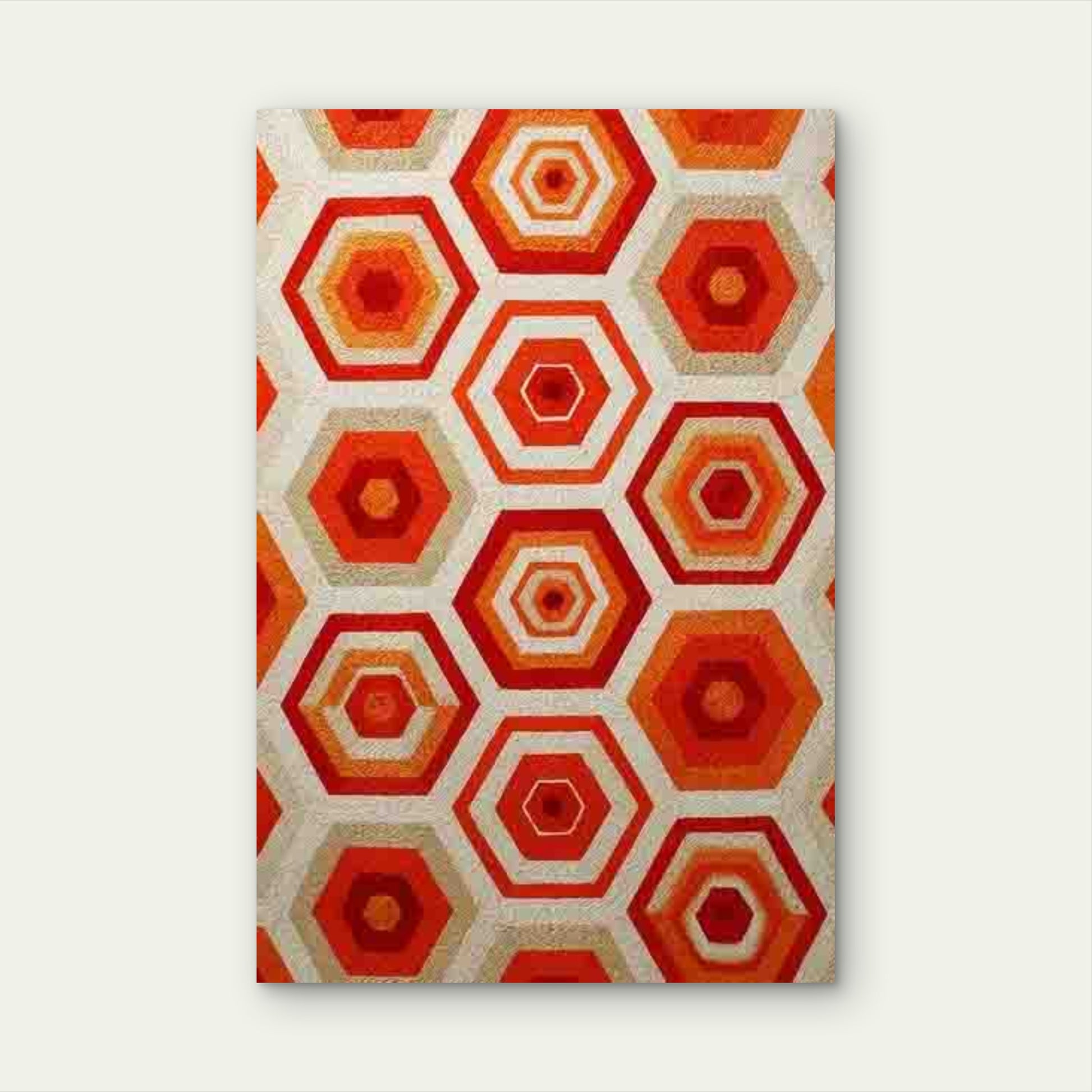 Vintage Retro Mid-Century Abstract Geometric Hexagon 60x90cm Metal Print Ready to Hang - Bella Home Decor