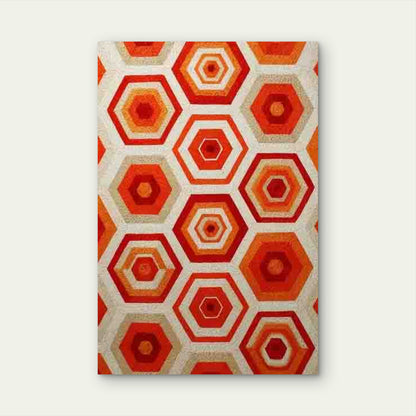 Vintage Retro Mid-Century Abstract Geometric Hexagon 60x90cm Metal Print Ready to Hang - Bella Home Decor