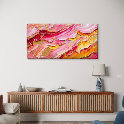 Abstract Rose Wave Gold Wall Art Canvas Office Home Room Framed 120x60cm