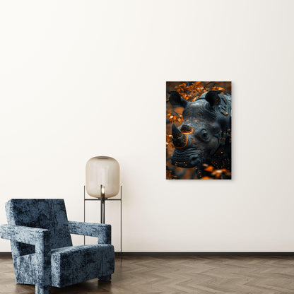 View Rhinoceros Animal With Futuristic Robotic Parts 40x60cm Metal Print Ready to Hang
