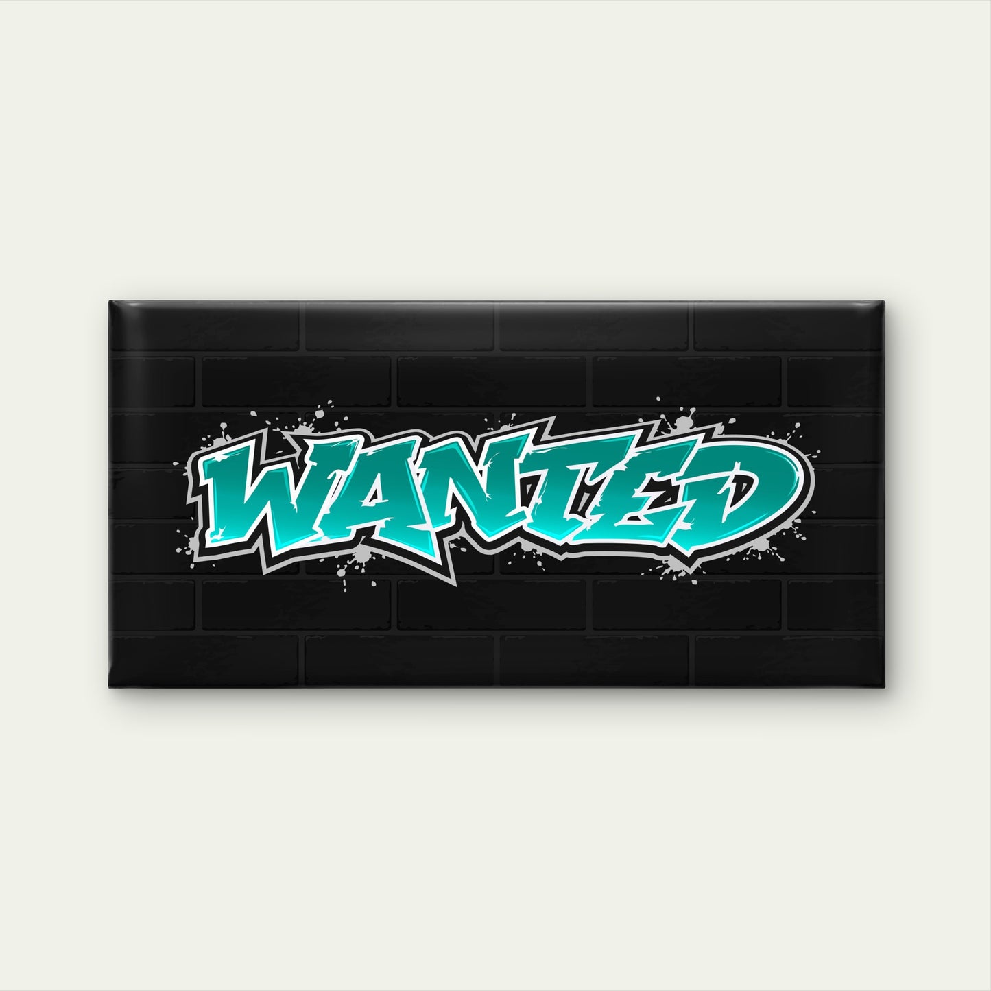 Teal Wanted Graffiti Theme Wall Art Canvas Office Home Room Framed 120x60cm