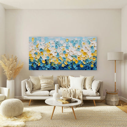 Blue Yellow Palette Knife Art Wall Art Canvas Office Home Room Framed 120x60cm - Bella Home Decor