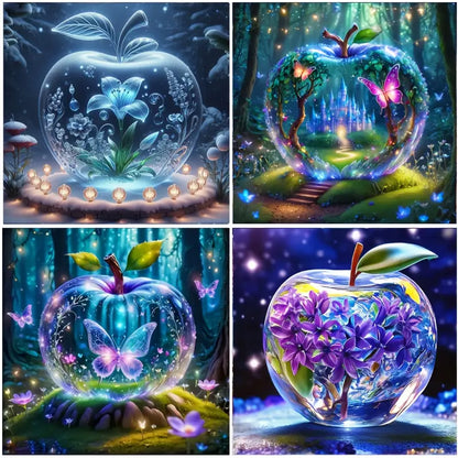 4pcs Apple Landscape Wall Art Canvas Framed