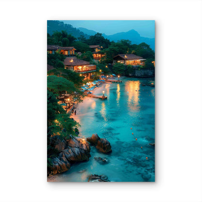 Moonlit Paradise Along Sapphire Shores 40x60cm Metal Print Ready to Hang