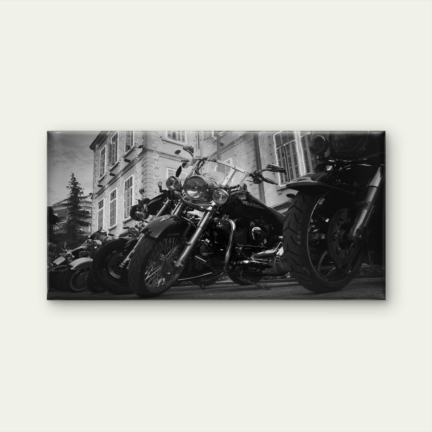 Retro Chopper Motorbike Street Scene Wall Art Canvas Office Home Framed 120x60cm