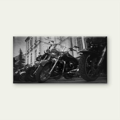 Retro Chopper Motorbike Street Scene Wall Art Canvas Office Home Framed 120x60cm