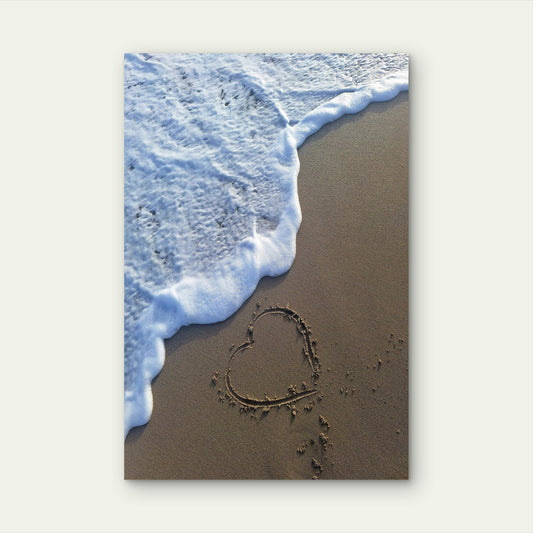 Moment Of A Heart Drawn In The Sand 60x90cm Metal Print Ready to Hang