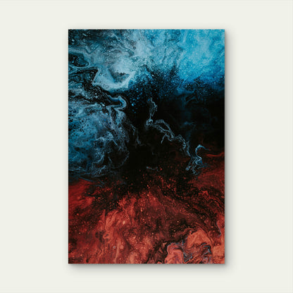 Vibrant Blue And Red Abstract 40x60cm Metal Print Ready to Hang