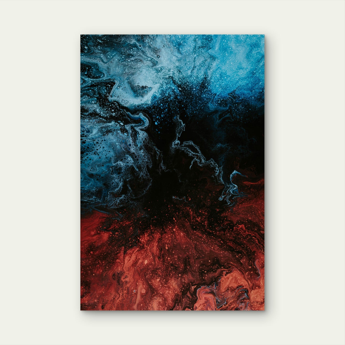 Vibrant Blue And Red Abstract 60x90cm Metal Print Ready to Hang