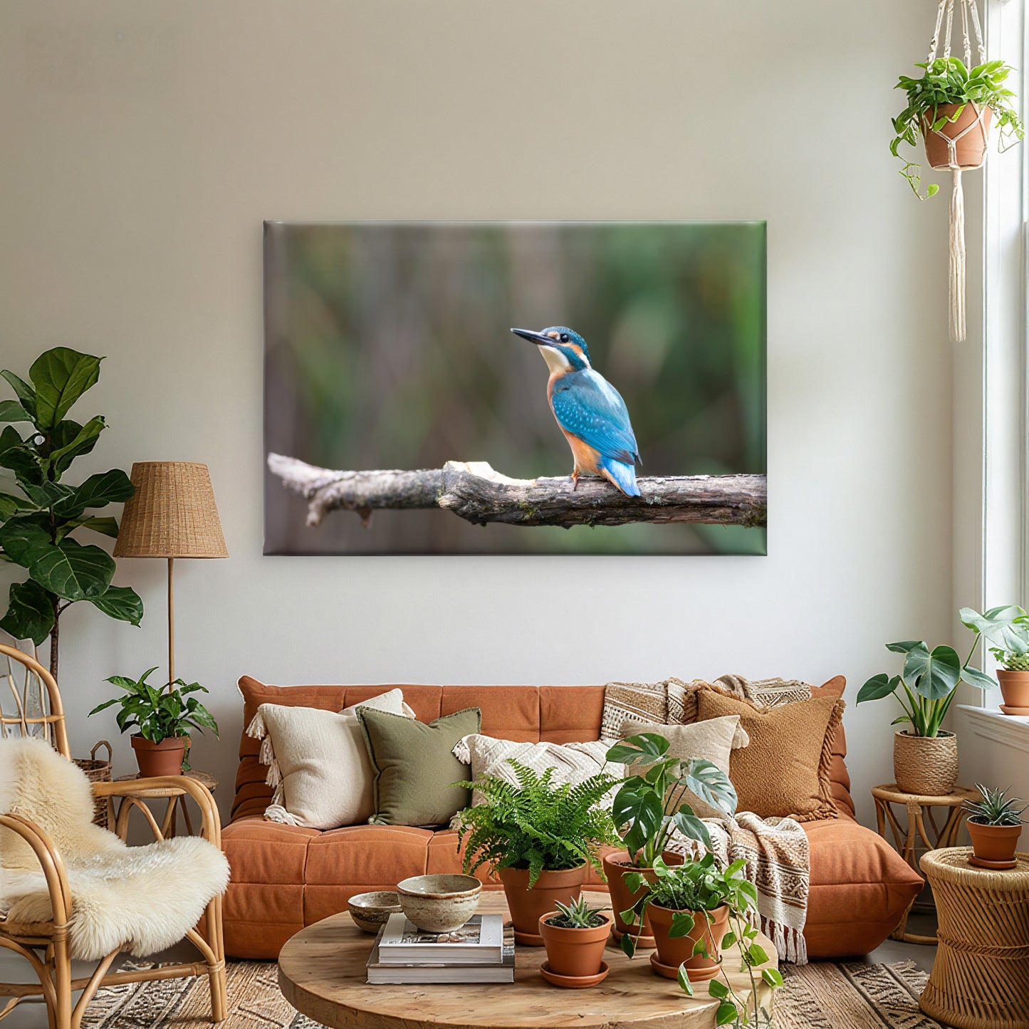 Common kingfisher perched on a branch in Sri Lanka  Wall Art Decor 100% Australian Made