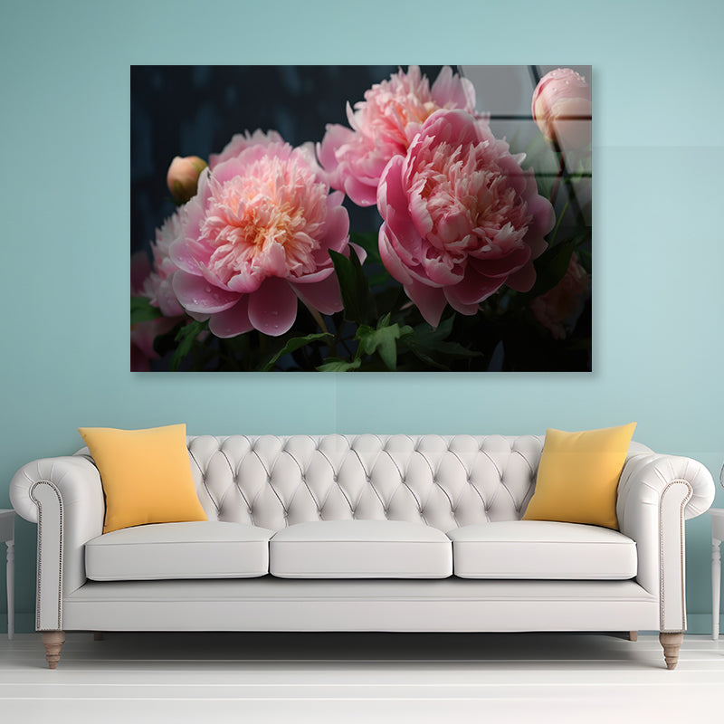 A Vase Filled With Fresh Pink Peonies Acrylic Glass Print Tempered Glass Wall Art 100% Made in Australia Ready to Hang - Bella Home Decor