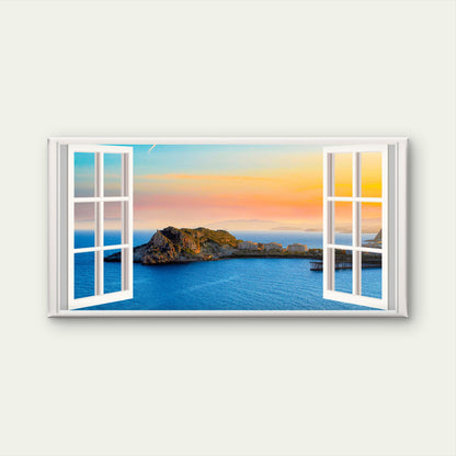 Mediterranean Blue Coast Wall Art Canvas Office Home Room Framed 120x60cm