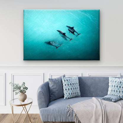 Pod of Dolphins Blue Ocean Wall Art Decor 100% Australian Made