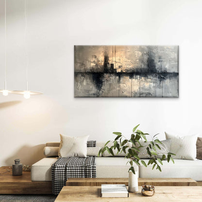 Dark Grey Minimalist Textured Abstract Wall Art Canvas Office Home Framed 120x60cm