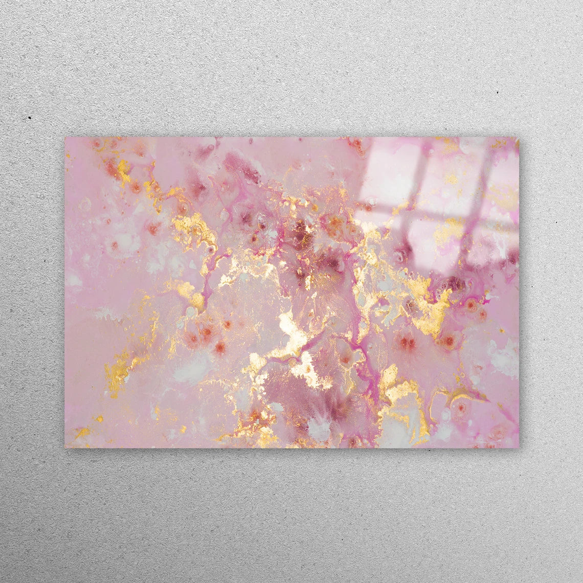 Pink And Gold Marble Acrylic Glass Print Tempered Glass Wall Art 100% Made in Australia Ready to Hang